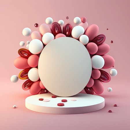 3D Glossy Stage with Easter Eggs Decoration for Product Displayの素材