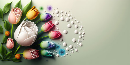 Realistic Nature Illustration of a Tulip Bloomingの素材