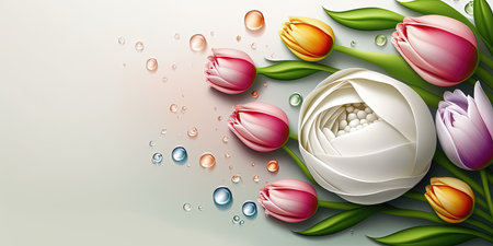 Realistic Nature Illustration of a Tulip Bloomの素材
