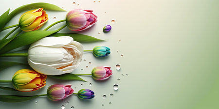 Nature Illustration of a Tulip Flower Bloomの素材