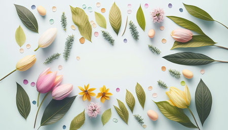 Organic Floral of Flowers and Leaves On White Backgroundの素材
