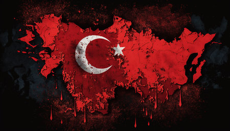 Turkey Flag Background with Earthquake Texture, Pray for Turkeyの素材