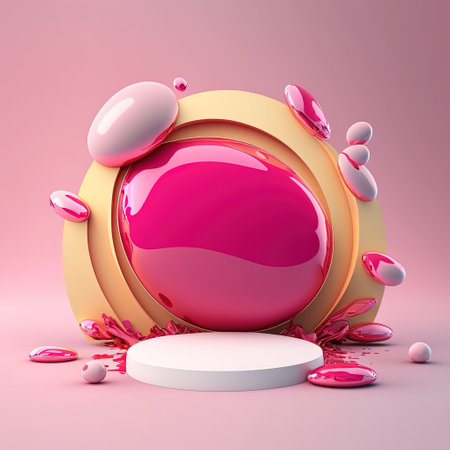 3D Shiny Podium Stage Platform with Easter Eggs Decoration for Product Presentationの素材