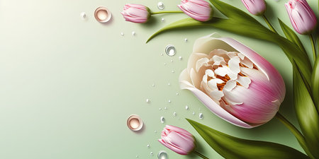 Realistic Nature Flower Illustration of a Tulip Bloomの素材