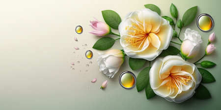 Realistic Floral Nature Illustration of Alamanda Flower Bloom and Leavesの素材