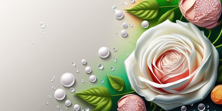 Natural Natural 3D Illustration of Rose Flower Bloomingの素材
