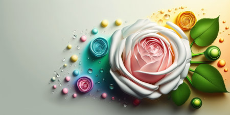Digital Illustration of Realistic Beautiful Colorful Rose Flowerの素材