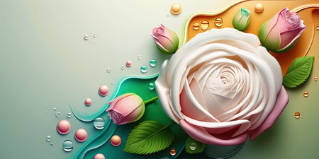 Digital Illustration of Realistic Beautiful Colorful Rose Flowerの素材