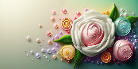 Natural 3D Illustration of Realistic Beautiful Rose Flowerの素材