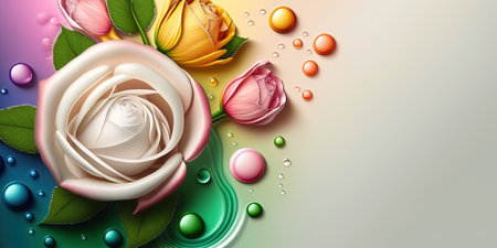 Illustration of Realistic Beautiful Colorful Rose Flower In Bloomの素材