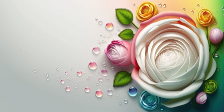 Natural 3D Illustration of Realistic Beautiful Rose Flowerの素材
