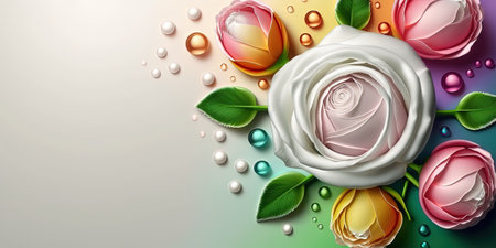 Natural Natural 3D Illustration of Beautiful Rose Flower In Bloomの素材