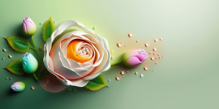 Digital Illustration of Realistic Beautiful Rose Flower In Bloomの素材