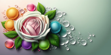 Digital Illustration of Realistic Rose Flower In Bloomの素材