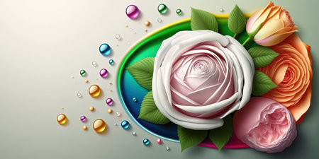 3D Illustration of Realistic Beautiful Rose Flower In Bloomの素材