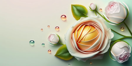 Digital 3D Illustration of Realistic Rose Flower Bloomingの素材