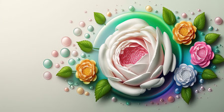 Illustration of Realistic Beautiful Rose Flower In Bloomの素材
