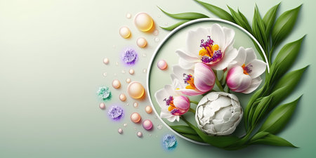 blomming nature orchid flower and tropical floral petal for beauty spa background with empty spaceの素材