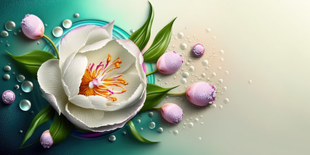 nature orchid flower and tropical floral petal for beauty cosmetic background with empty spaceの素材