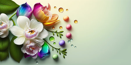 top view nature orchid flower and tropical floral petal for beauty cosmetic background with copy spaceの素材