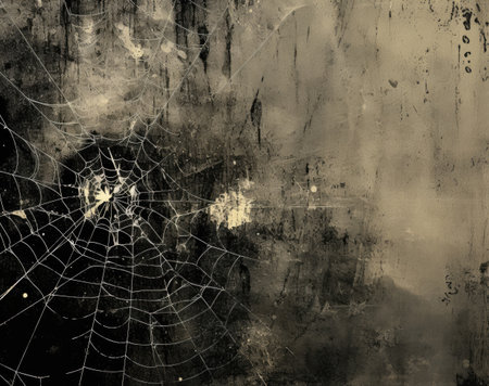Grunge background with spider web. Old paper texture for design.の素材