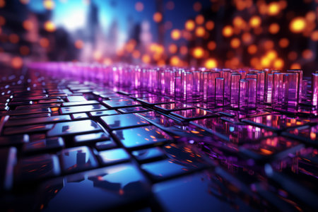 abstract background with glass cubes and bokeh, 3d renderの素材
