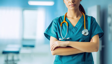 Young female doctor working at the hospital. Medical and healthcare concept.の素材