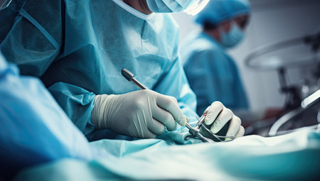 Team surgeon at work in operating room.の素材