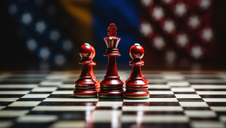 United states of America flag on the chess board. concept of political conflicts and conflictsの素材