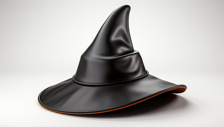 Black witch hat isolated on white background.の素材