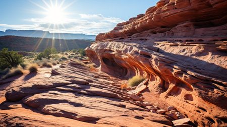 Tranquil Desert Landscape with Majestic Rock Formationsの素材