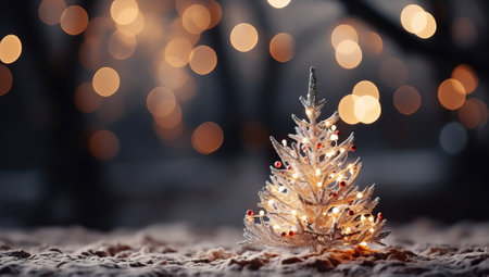 Christmas and New Year holidays. Christmas tree on bokeh backgroundの素材