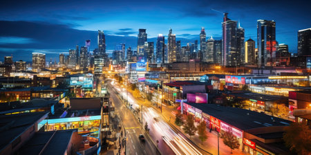 City of Finance and Trade Zone at nightの素材