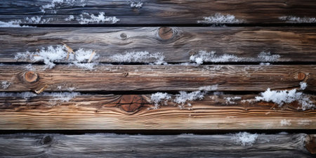 Wooden planks with snowflakesの素材