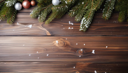 Christmas Background with Fir Tree and Baublesの素材