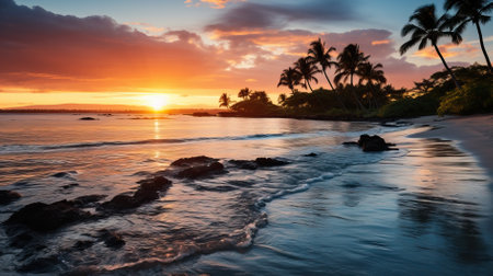 Tropical Beach at Sunsetの素材