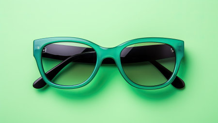 Sunglasses on a green backgroundの素材