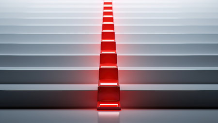 Red stairs on a white backgroundの素材