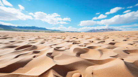 Desert Landscape with Sand Dunes under Blue Skyの素材