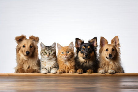 Diverse Pets Sitting Togetherの素材