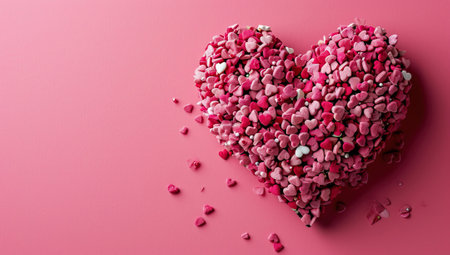 Valentine's day background. Pink hearts on pink background.の素材