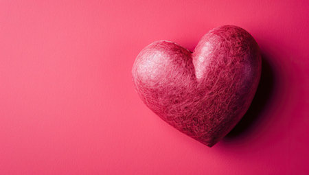 Red heart on a pink background. Valentine's day background with copy space.の素材
