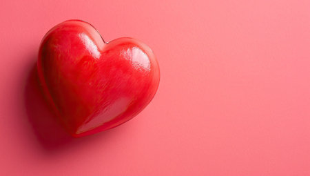 Red heart on a pink background. Valentine's day concept. Copy space.の素材