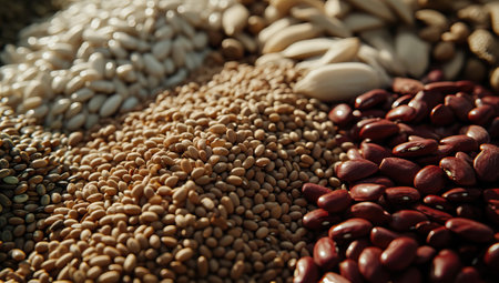 Assortment of beans, legumes and grains.の素材