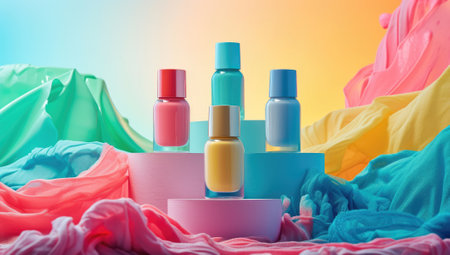 Vibrant Display of Cosmetic Bottlesの素材