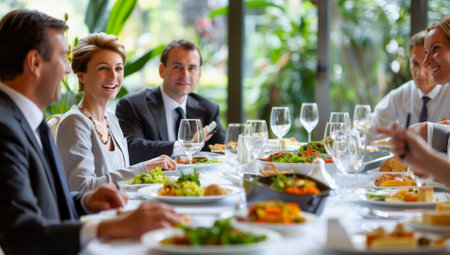 Group of business people having a dinner party in a luxury restaurant.の素材