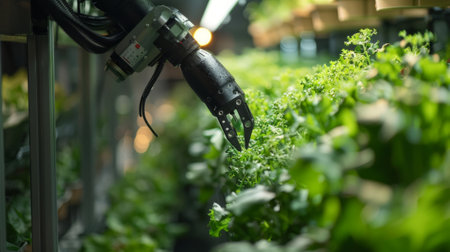 Robotic Arm Working with Hydroponic Plants in Vertical Farmの素材