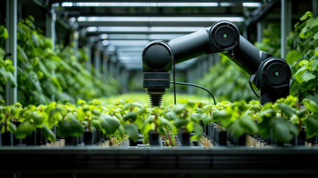 Indoor vertical hydroponic farming with grow lights and monitoring system for efficient sustainable agricultureの素材
