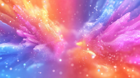 Explosion of colorful powder, abstract design. Concepts celebration, art, vibrantの素材