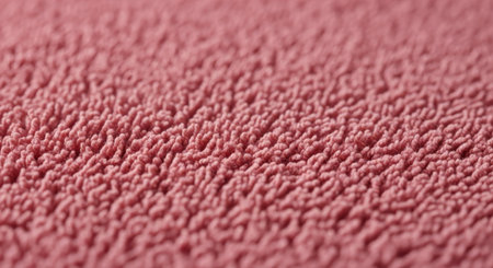Close up macro shot of pink terry cloth fabric showing detailed texture and soft loops. Ideal for backgrounds, textiles, and material concepts.の素材